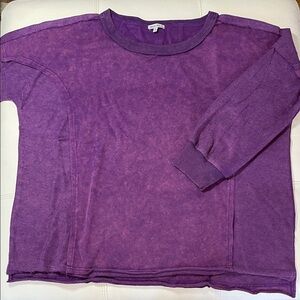 **White Birch Purple Mineral Wash Sweatshirt Pullover Top Women’s Size L NWT**